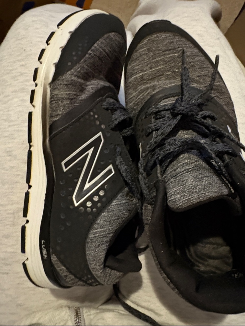 New Balance Black and Gray Knit Running Sneakers